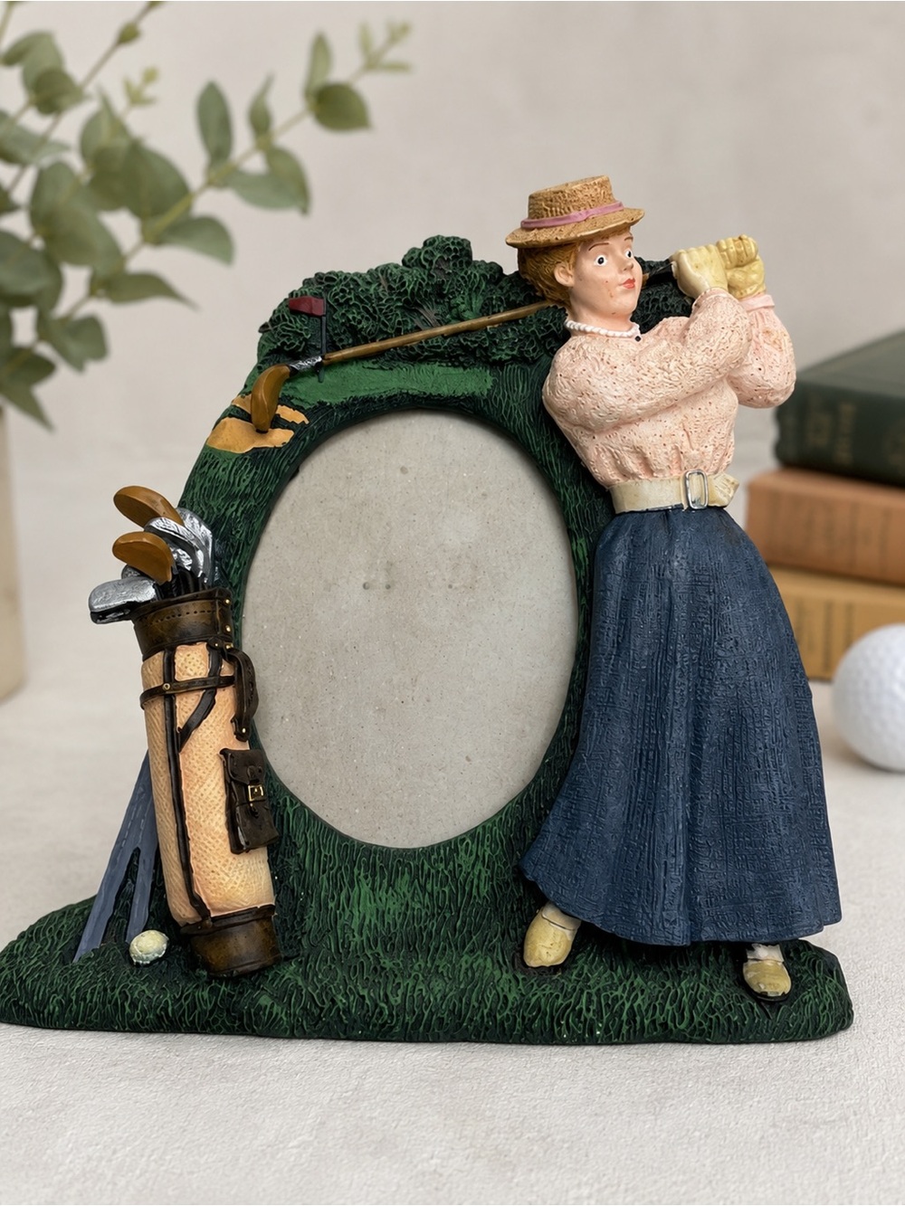 Vintage FIGI Graphics Golf Woman Picture Frame Resin Desktop Photo Frame 4x6